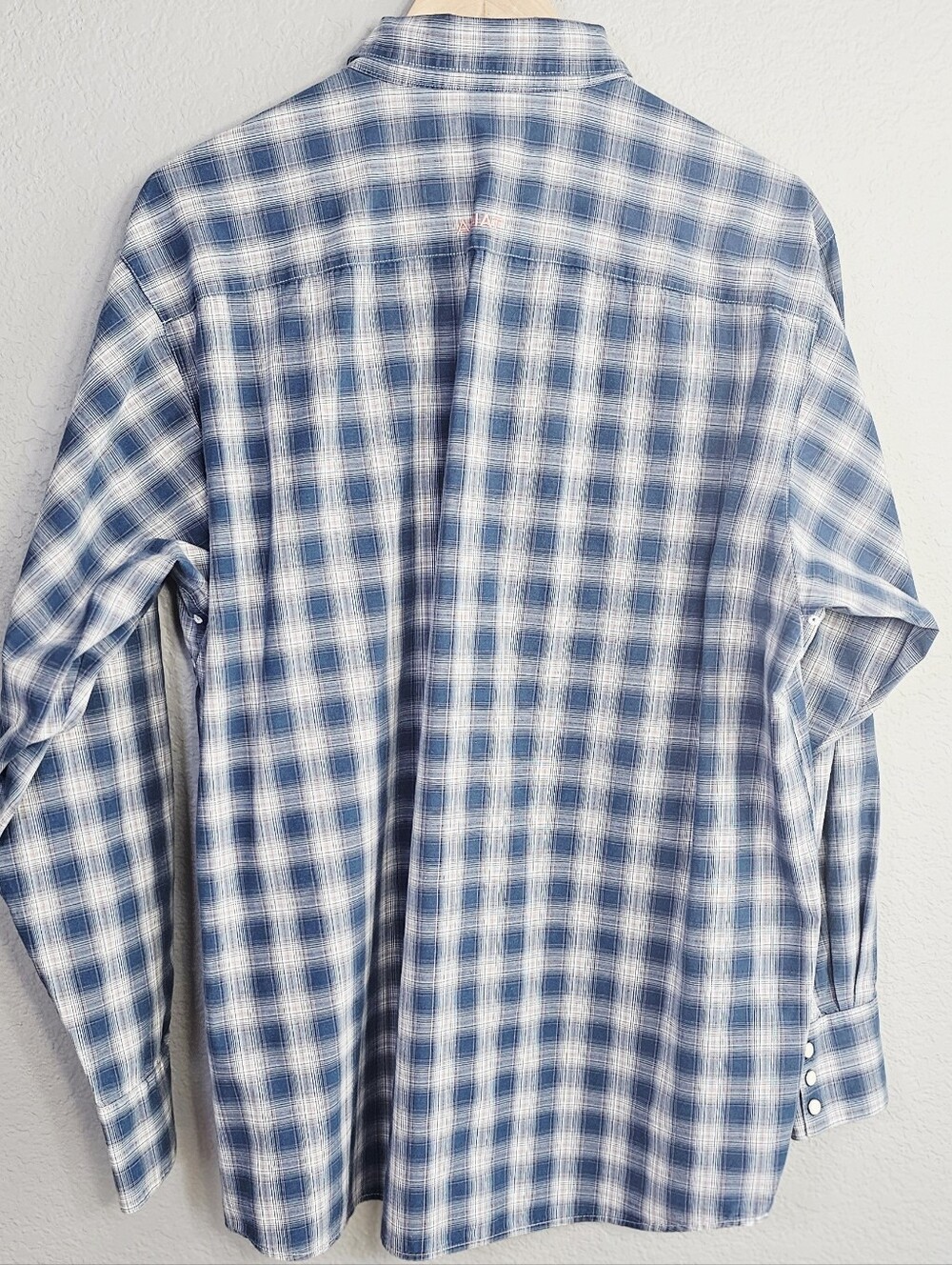 Ariat Pro Series VentTEK Western Snap Shirt Mens L Blue Plaid Mesh Vent Ranch - Picture 3 of 6